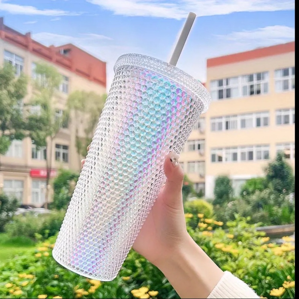 Unicorn iridescent studded tumbler